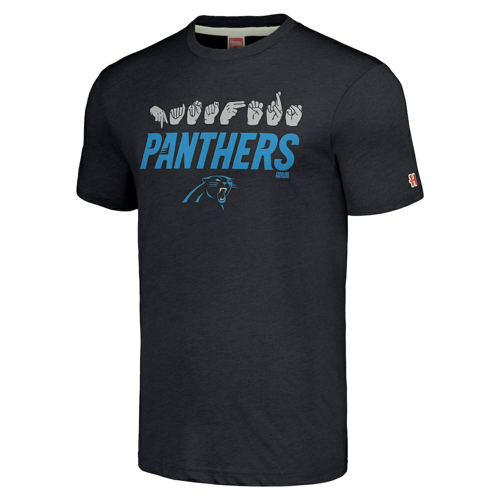 Carolina Panthers Homage Unisex The NFL ASL Collection by Love Sign American Sign Language T-Shirt Charcoal | NFL