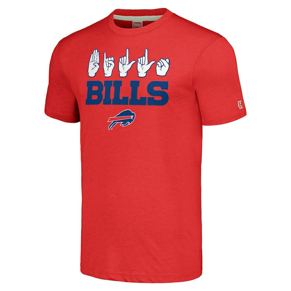 Buffalo Bills Homage Unisex The NFL ASL Collection by Love Sign American Sign Language T-Shirt Red | NFL