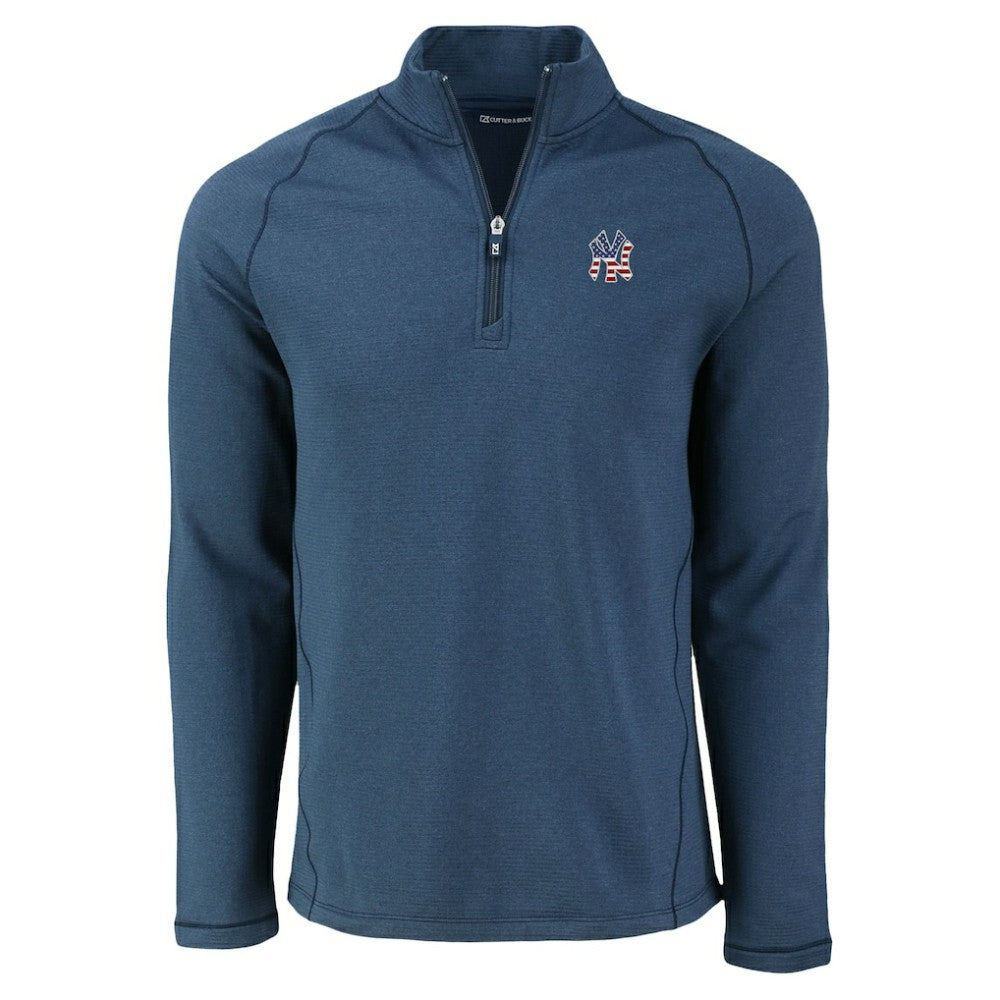 New York Yankees Cutter & Buck Peshastin Eco Fleece Recycled Raglan Quarter-Zip Top - MLB