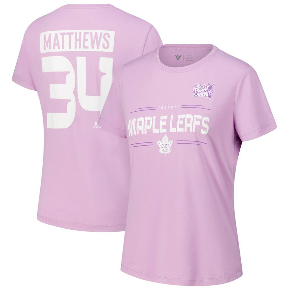 Auston Matthews Toronto Maple Leafs Levelwear Women's Hockey Fights Cancer Anthem Name & Number T-Shirt - Lavender - NHL