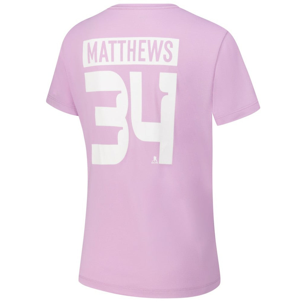 Auston Matthews Toronto Maple Leafs Levelwear Women's Hockey Fights Cancer Anthem Name & Number T-Shirt - Lavender - NHL