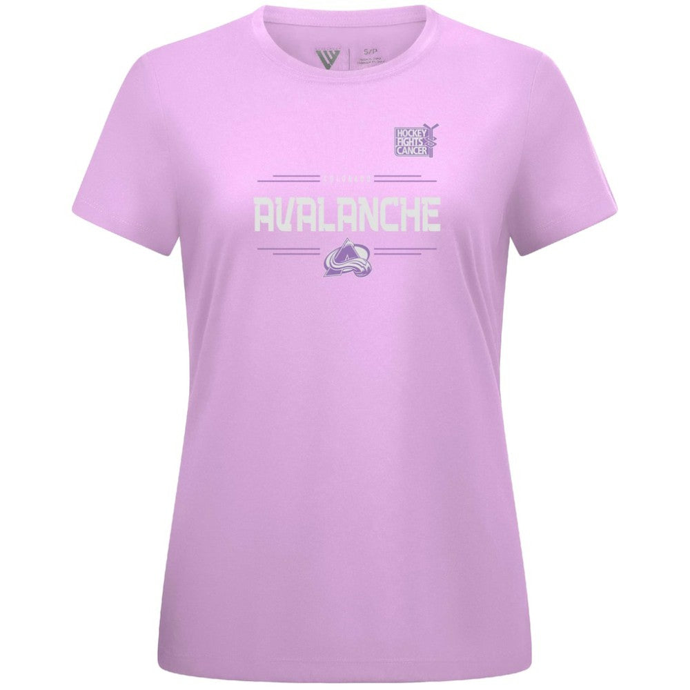 Cale Makar Colorado Avalanche Levelwear Women's Hockey Fights Cancer Anthem Name & Number T-Shirt - Lavender - NHL