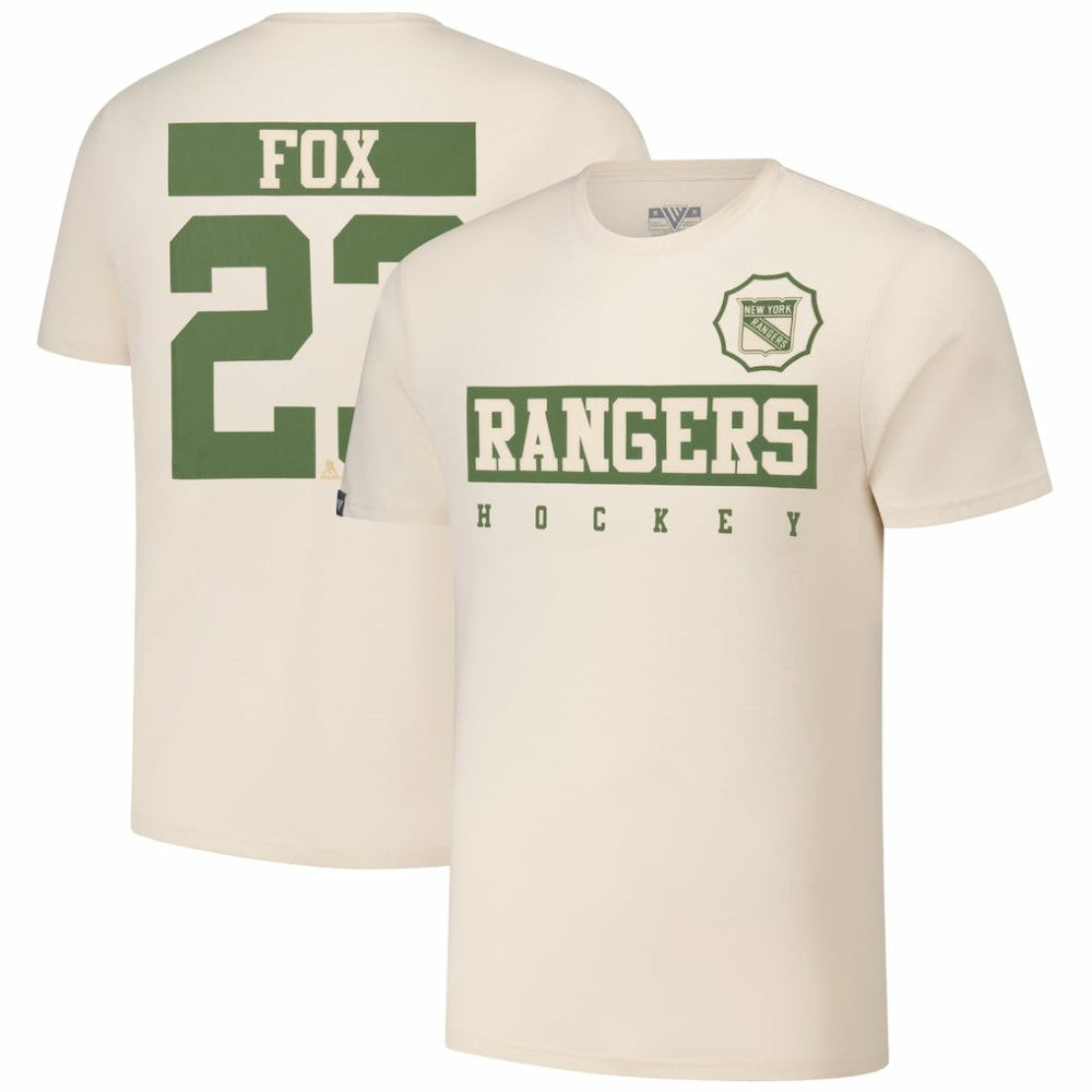 Adam Fox New York Rangers Levelwear 2024 NHL Military Appreciation Richmond Delta Player Name & Number T-Shirt - Khaki - NHL