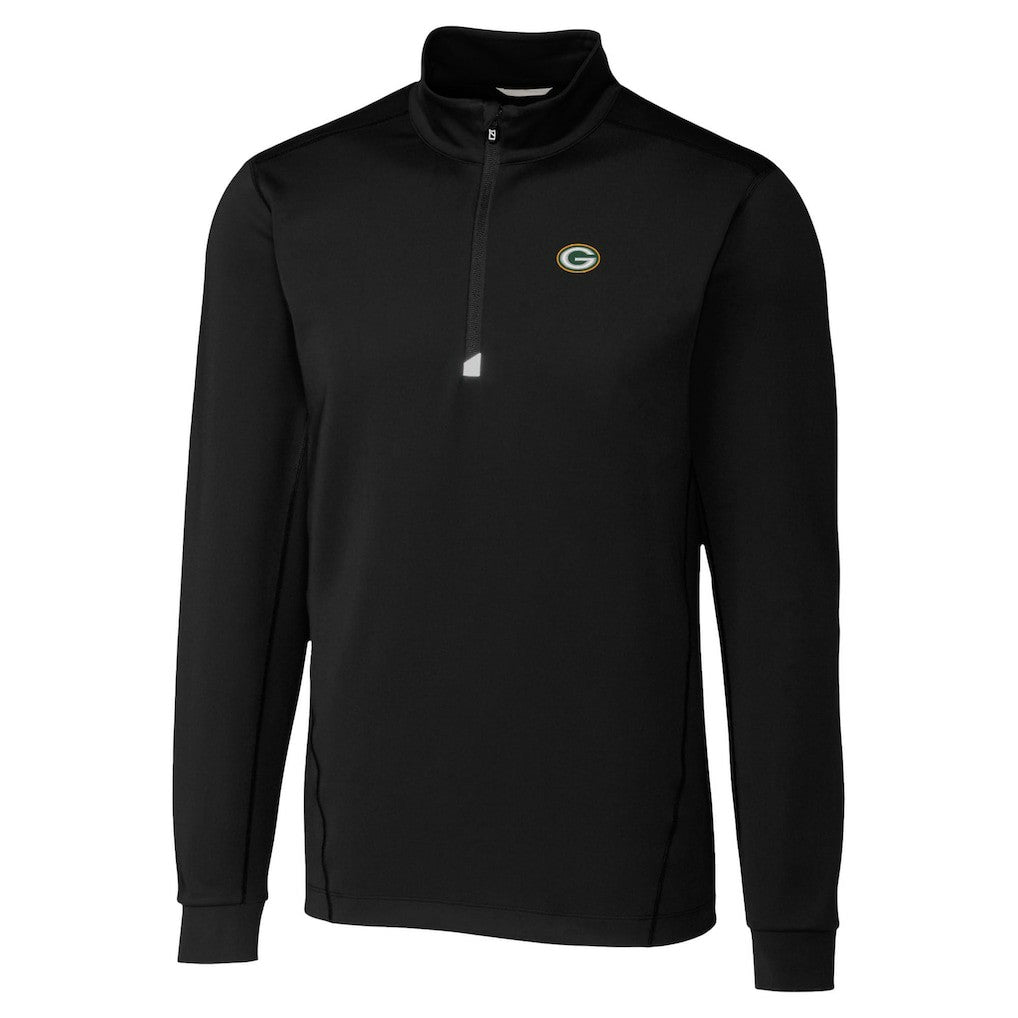 Green Bay Packers Cutter & Buck Traverse Stretch Quarter-Zip Top Black | NFL