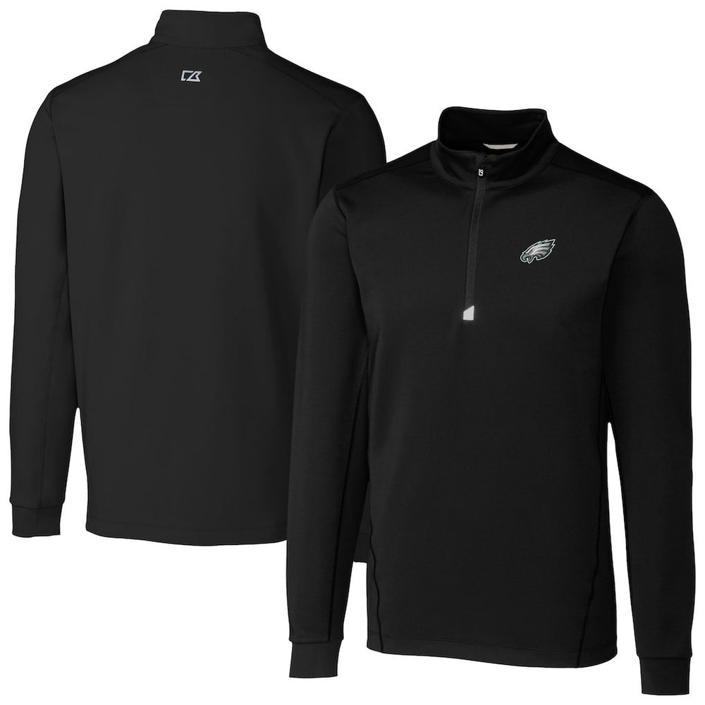 Philadelphia Eagles Cutter & Buck Traverse Stretch Quarter-Zip Top Black | NFL