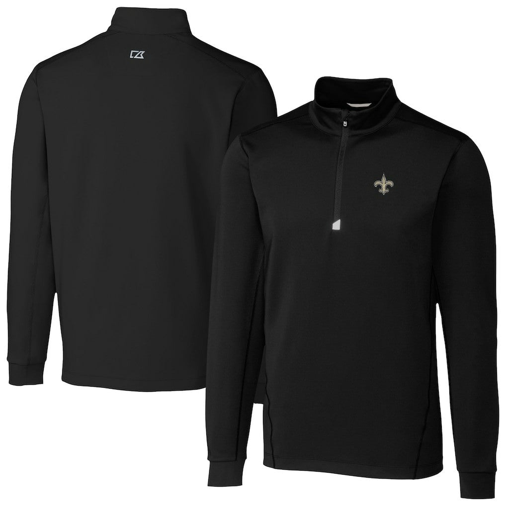 New Orleans Saints Cutter & Buck Traverse Stretch Quarter-Zip Top Black | NFL