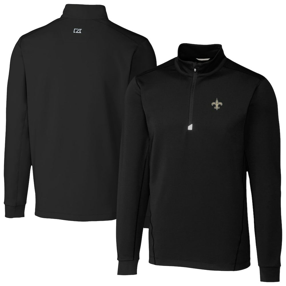 New Orleans Saints Cutter & Buck Traverse Stretch Quarter-Zip Top Black | NFL