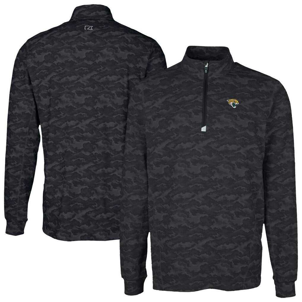 Jacksonville Jaguars Cutter & Buck Traverse Camo Print Stretch Quarter-Zip Top Black | NFL