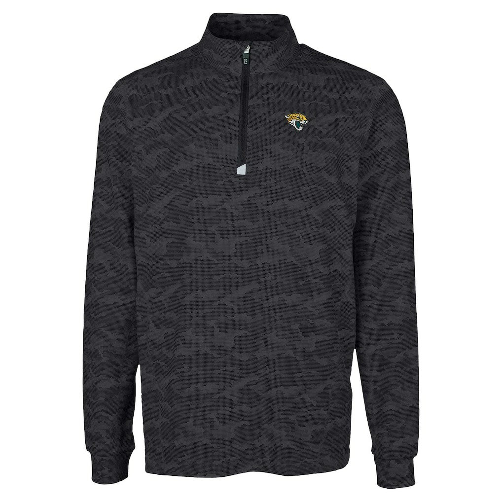 Jacksonville Jaguars Cutter & Buck Traverse Camo Print Stretch Quarter-Zip Top Black | NFL