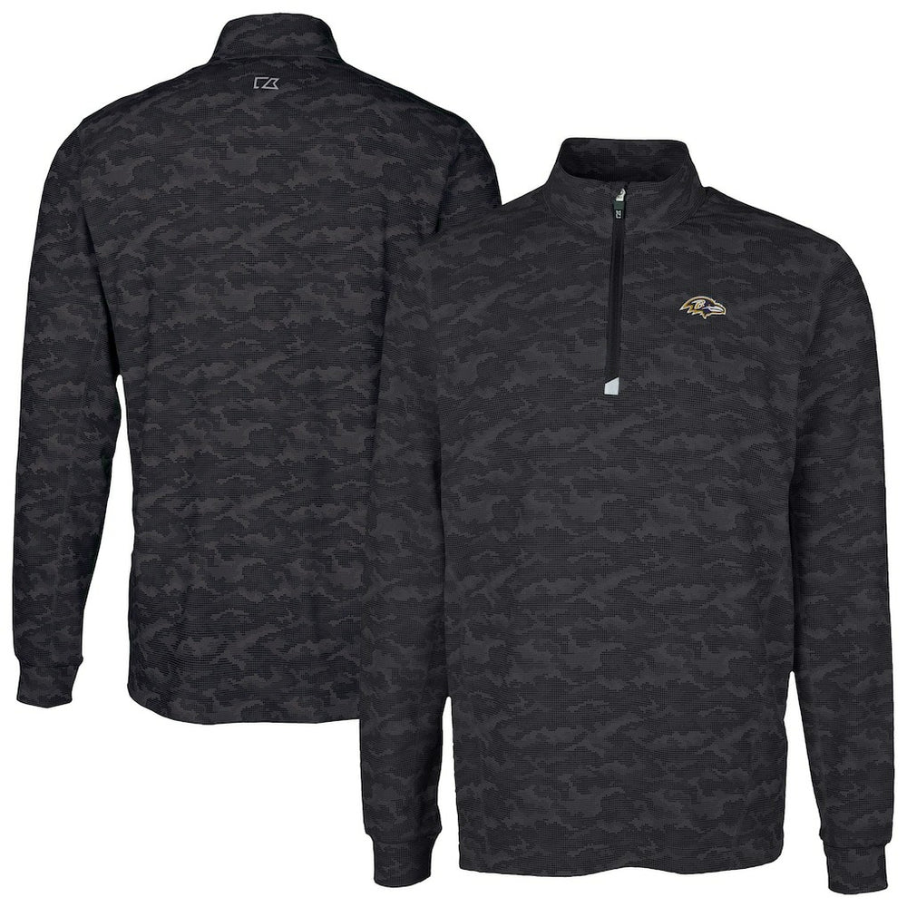 Baltimore Ravens Cutter & Buck Traverse Camo Print Stretch Quarter-Zip Top Black | NFL