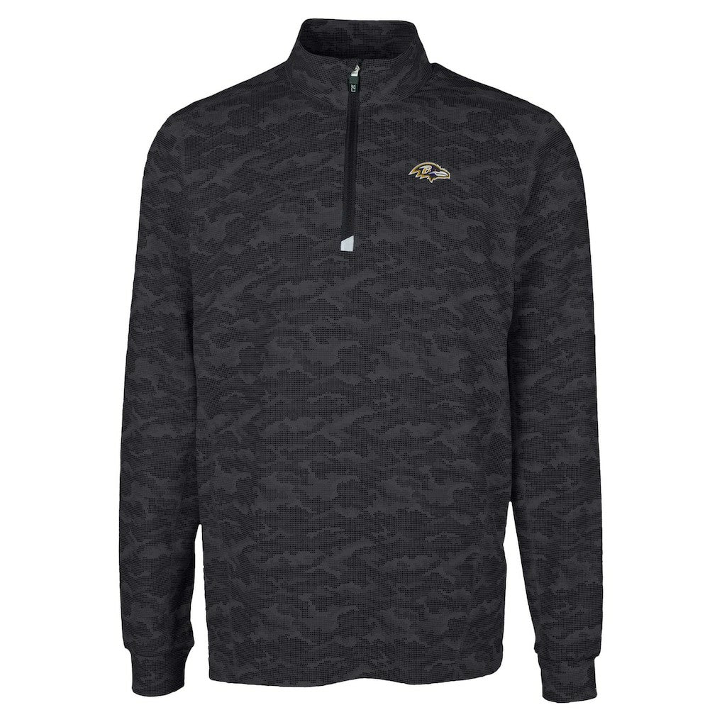 Baltimore Ravens Cutter & Buck Traverse Camo Print Stretch Quarter-Zip Top Black | NFL