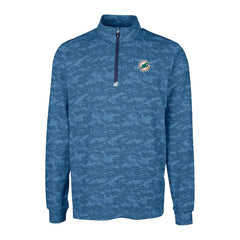 Miami Dolphins Cutter & Buck Traverse Camo Print Stretch Quarter-Zip Top Navy | NFL