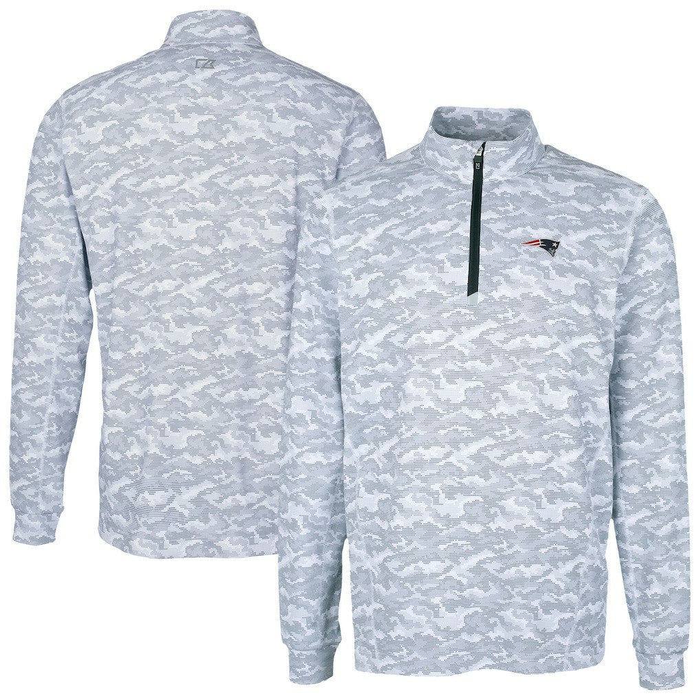 New England Patriots Cutter & Buck Traverse Camo Print Stretch Quarter-Zip Top Charcoal | NFL