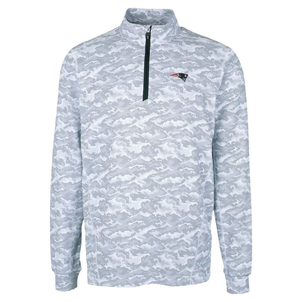 New England Patriots Cutter & Buck Traverse Camo Print Stretch Quarter-Zip Top Charcoal | NFL