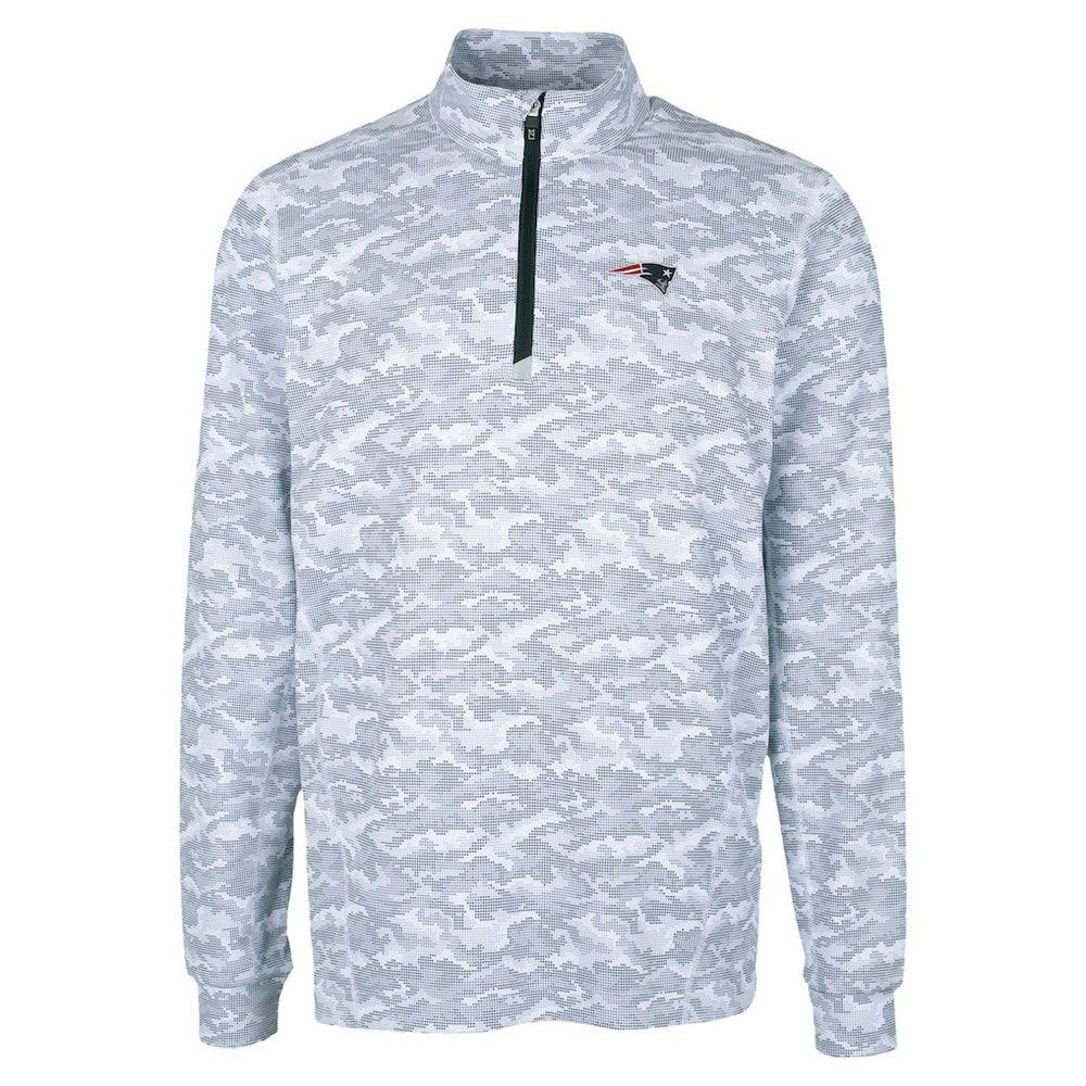 New England Patriots Cutter & Buck Traverse Camo Print Stretch Quarter-Zip Top Charcoal | NFL