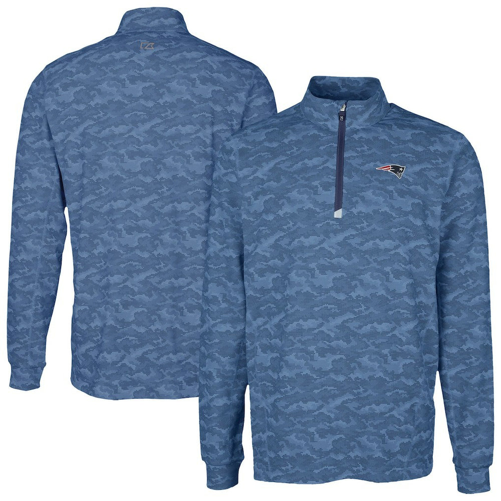 New England Patriots Cutter & Buck Traverse Camo Print Stretch Quarter-Zip Top Navy | NFL