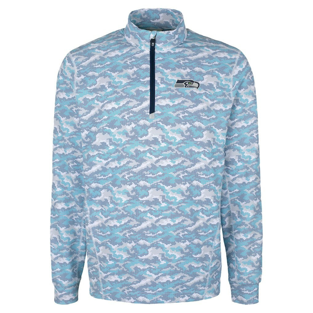 Seattle Seahawks Cutter & Buck Traverse Camo Print Stretch Quarter-Zip Top Navy | NFL