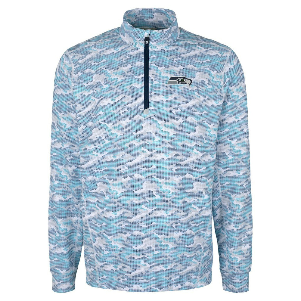 Seattle Seahawks Cutter & Buck Traverse Camo Print Stretch Quarter-Zip Top Navy | NFL