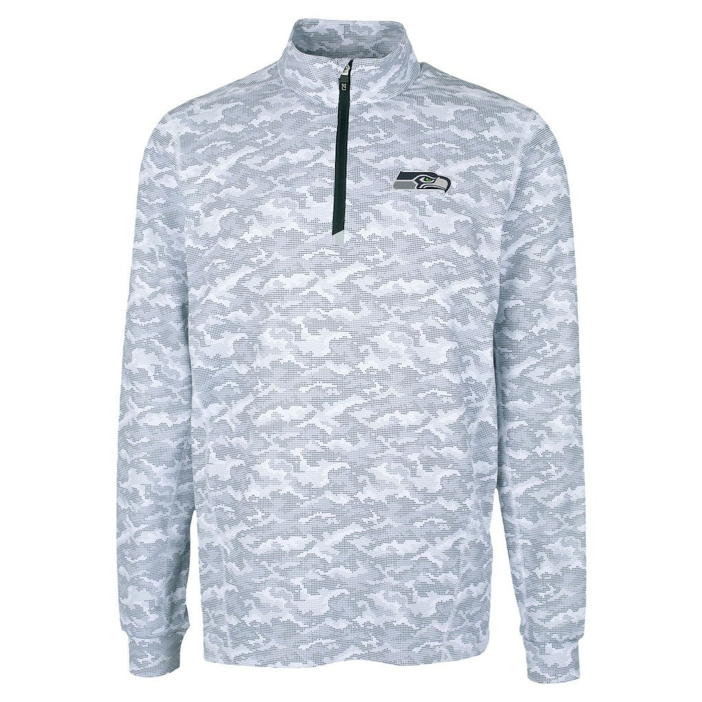 Seattle Seahawks Cutter & Buck Traverse Camo Print Stretch Quarter-Zip Top Charcoal | NFL