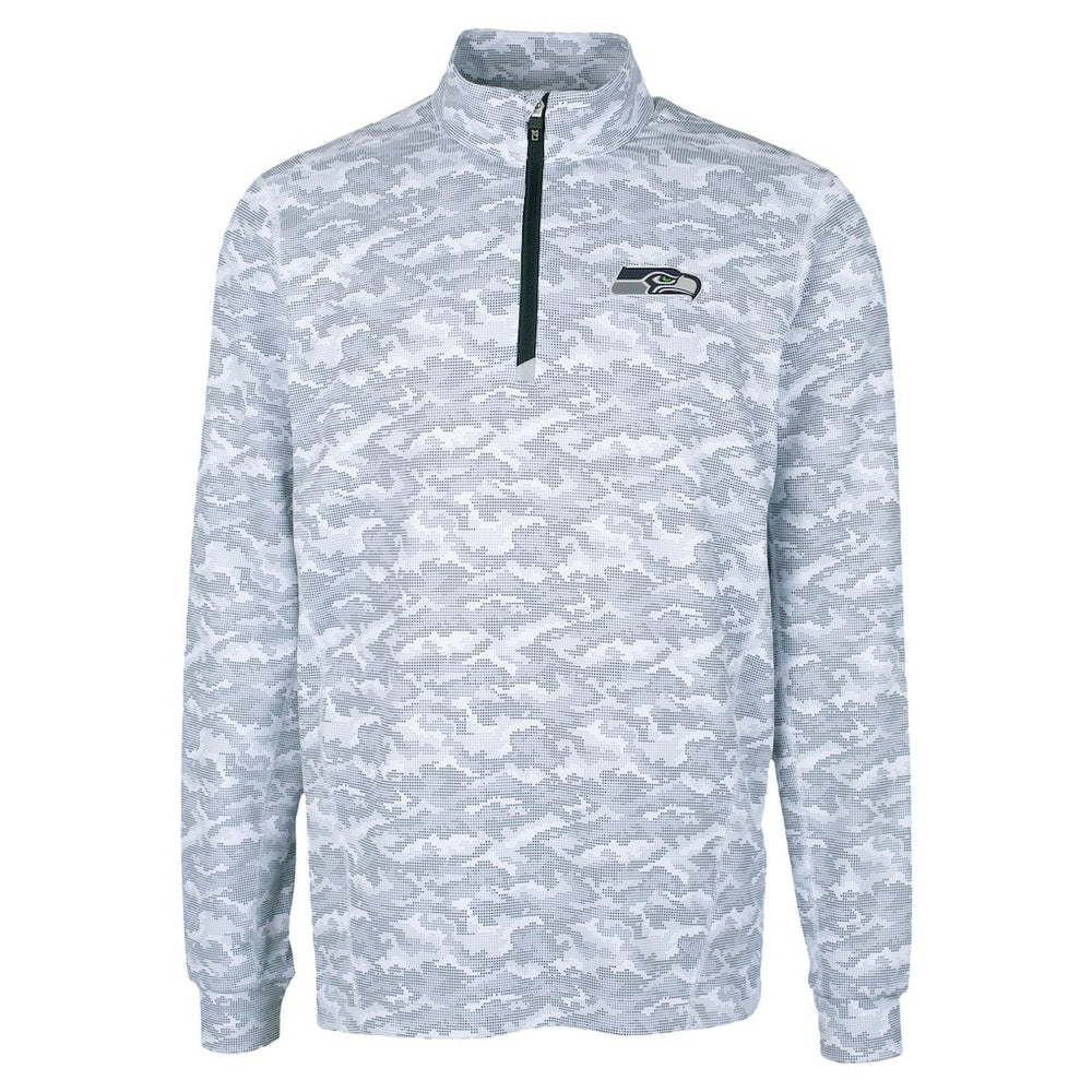 Seattle Seahawks Cutter & Buck Traverse Camo Print Stretch Quarter-Zip Top Charcoal | NFL