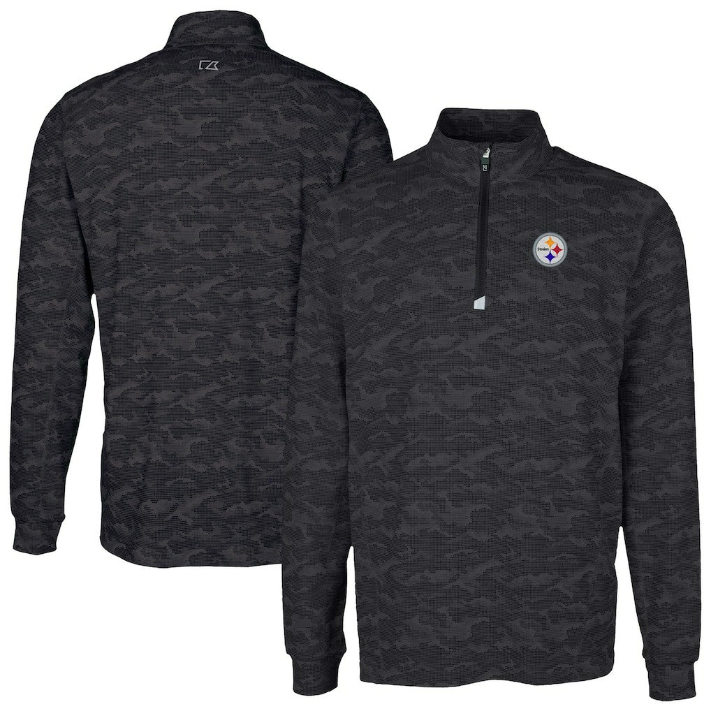Pittsburgh Steelers Cutter & Buck Traverse Camo Print Stretch Quarter-Zip Top Black | NFL