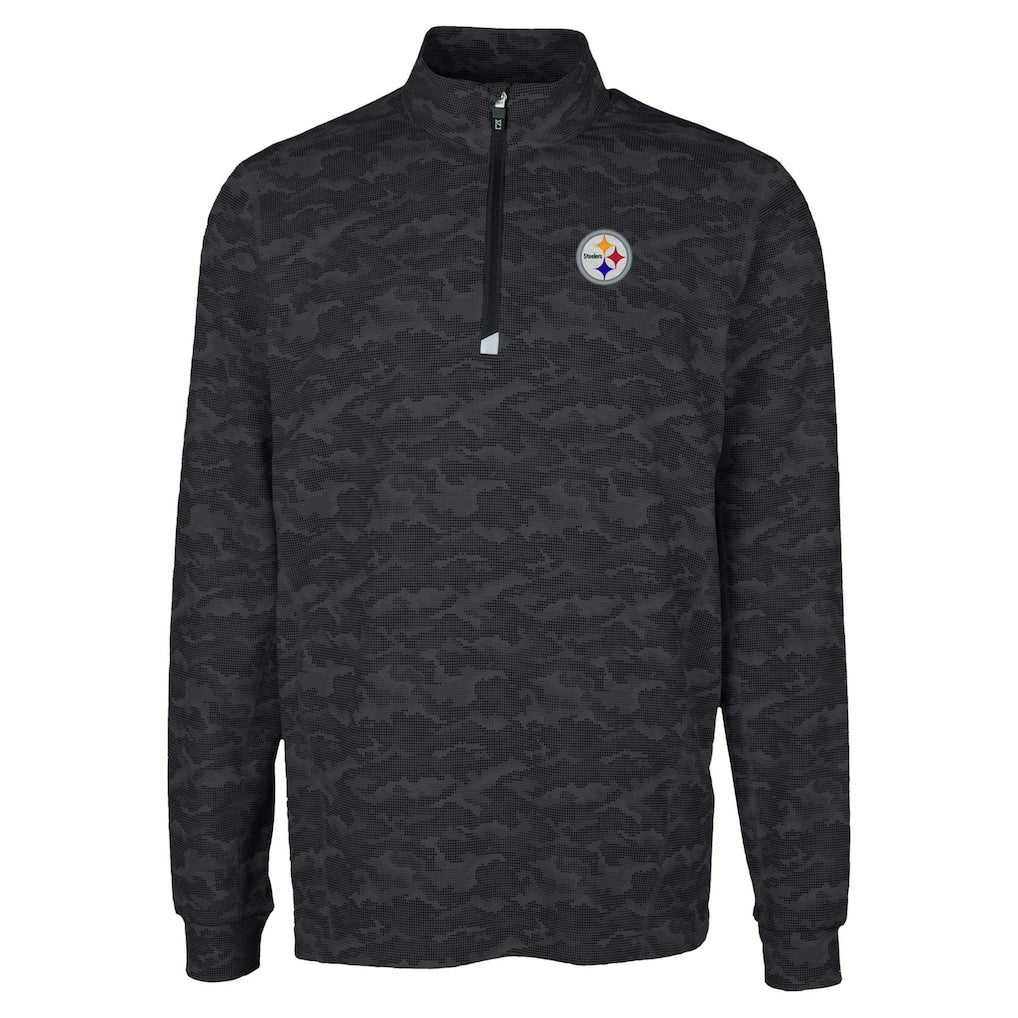 Pittsburgh Steelers Cutter & Buck Traverse Camo Print Stretch Quarter-Zip Top Black | NFL
