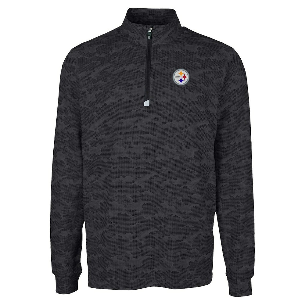 Pittsburgh Steelers Cutter & Buck Traverse Camo Print Stretch Quarter-Zip Top Black | NFL