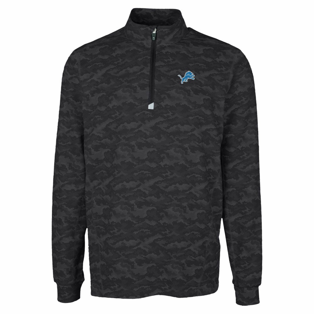 Detroit Lions Cutter & Buck Traverse Camo Print Stretch Quarter-Zip Top Black | NFL