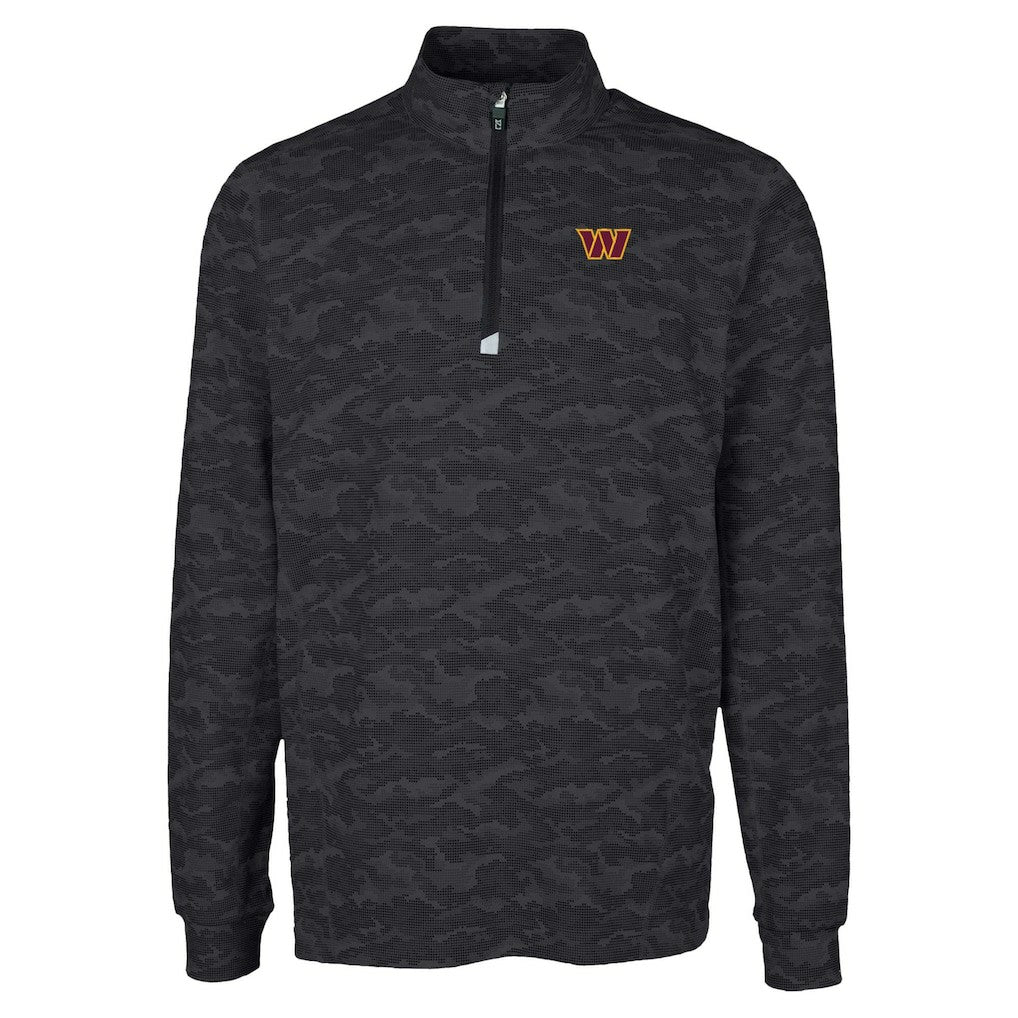 Washington Commanders Cutter & Buck Traverse Camo Print Stretch Quarter-Zip Top Black | NFL