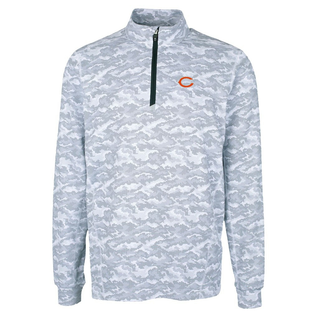 Chicago Bears Cutter & Buck Traverse Camo Print Stretch Quarter-Zip Top Charcoal | NFL