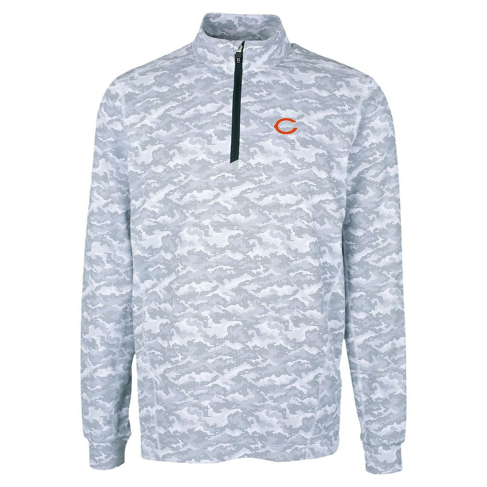 Chicago Bears Cutter & Buck Traverse Camo Print Stretch Quarter-Zip Top Charcoal | NFL