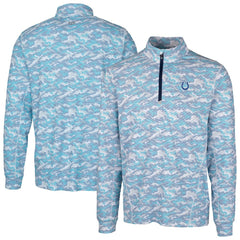 Indianapolis Colts Cutter & Buck Traverse Camo Print Stretch Quarter-Zip Pullover Top Blue | NFL