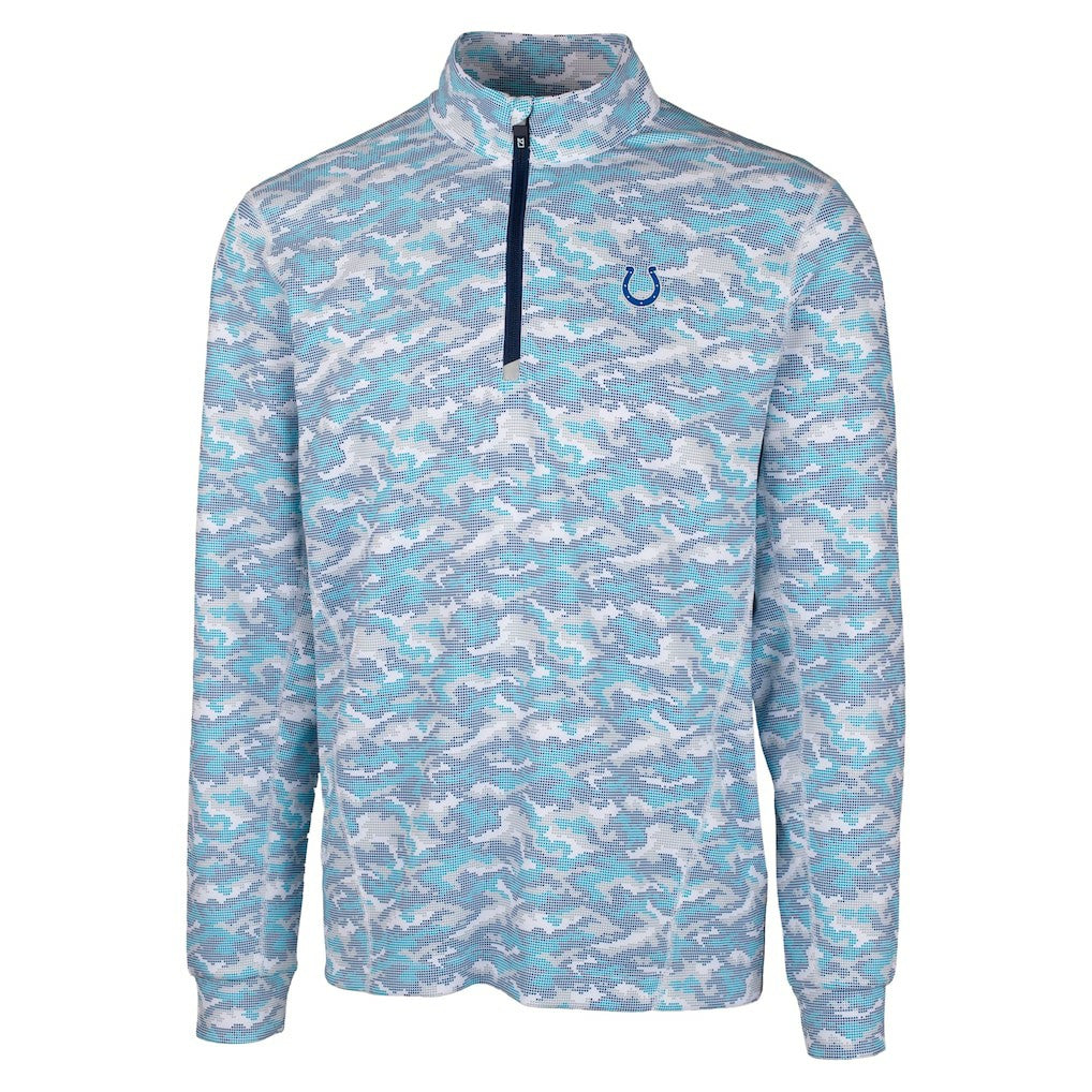 Indianapolis Colts Cutter & Buck Traverse Camo Print Stretch Quarter-Zip Pullover Top Blue | NFL