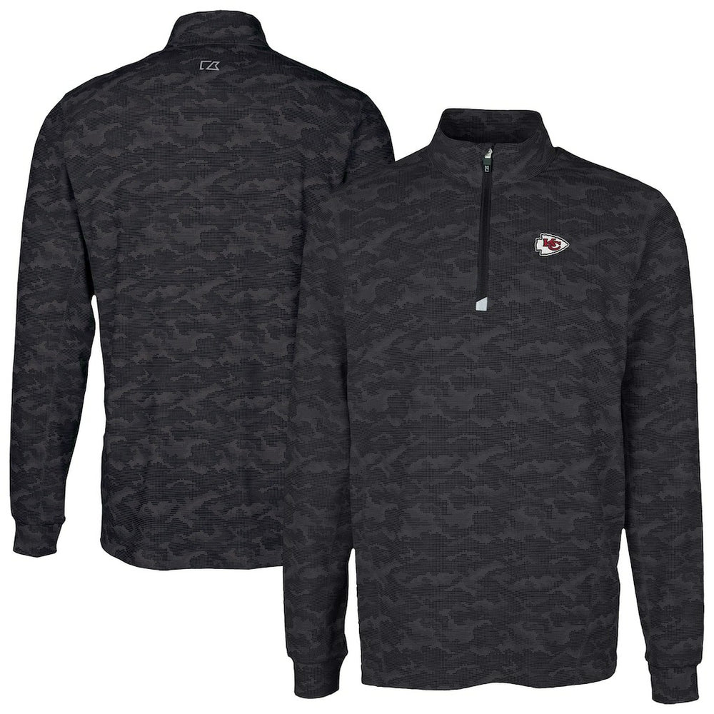 Kansas City Chiefs Cutter & Buck Traverse Camo Print Stretch Quarter-Zip Top Black | NFL
