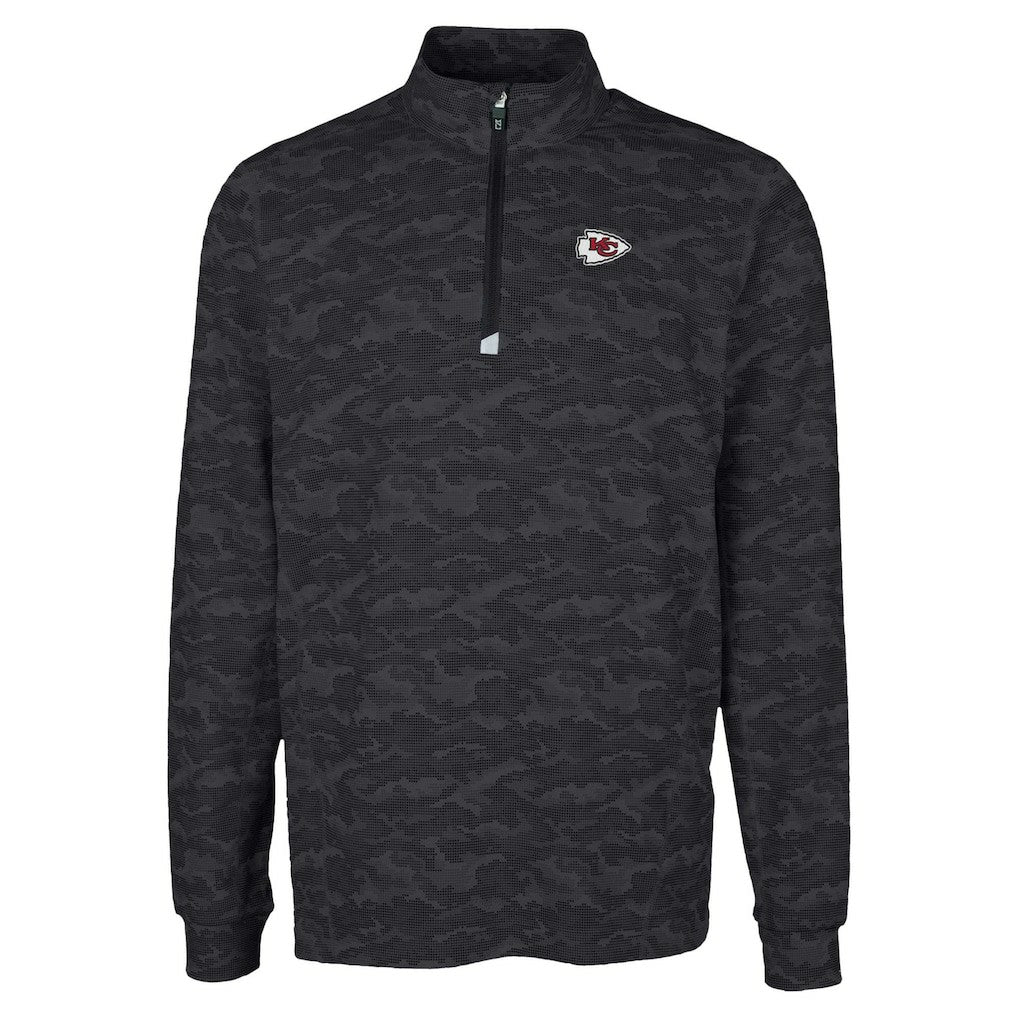 Kansas City Chiefs Cutter & Buck Traverse Camo Print Stretch Quarter-Zip Top Black | NFL