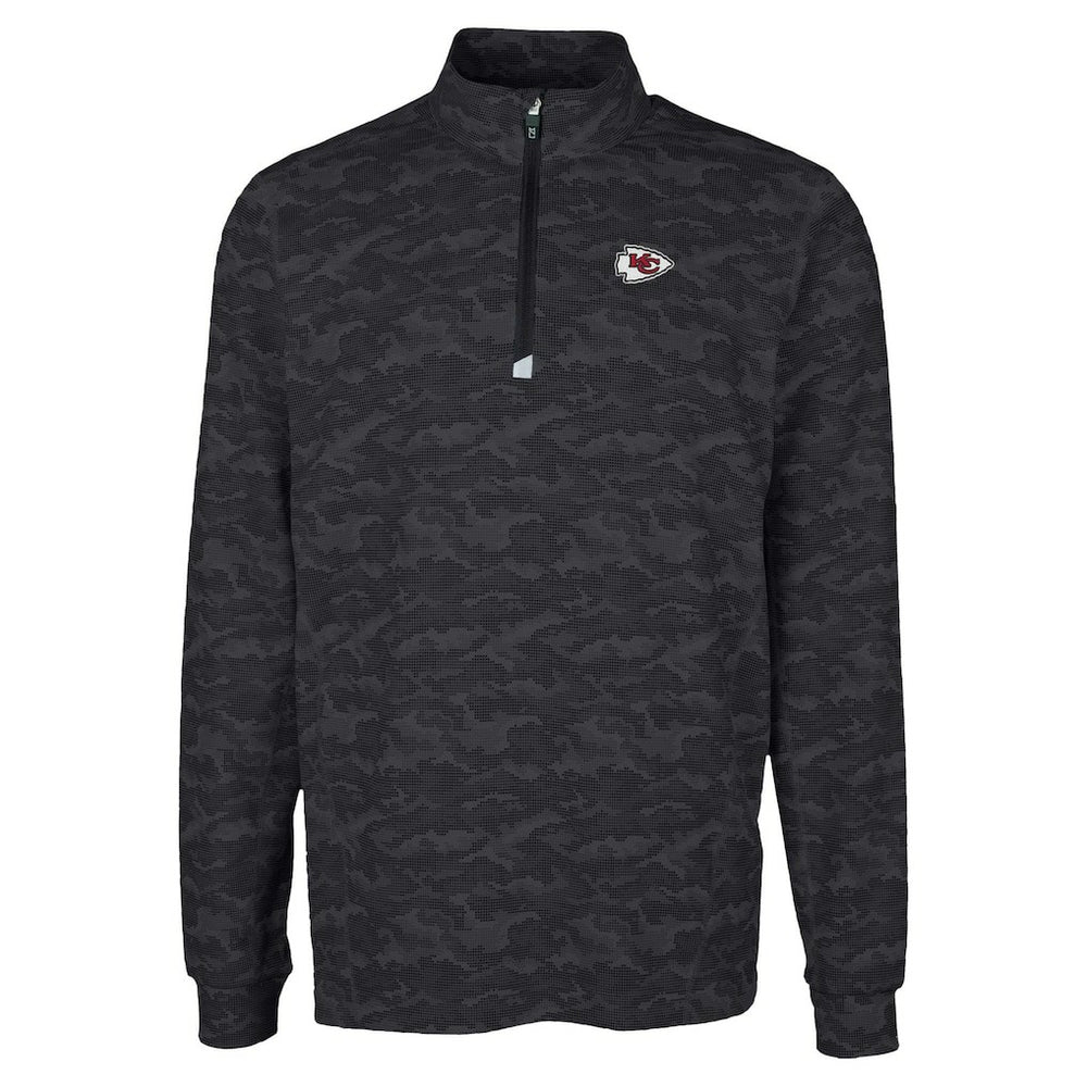 Kansas City Chiefs Cutter & Buck Traverse Camo Print Stretch Quarter-Zip Top Black | NFL