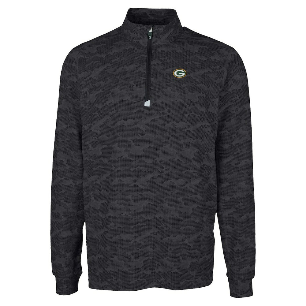 Green Bay Packers Cutter & Buck Traverse Camo Print Stretch Quarter-Zip Top Black | NFL