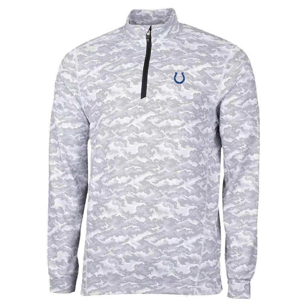Indianapolis Colts Cutter & Buck Traverse Camo Print Stretch Quarter-Zip Top Charcoal | NFL