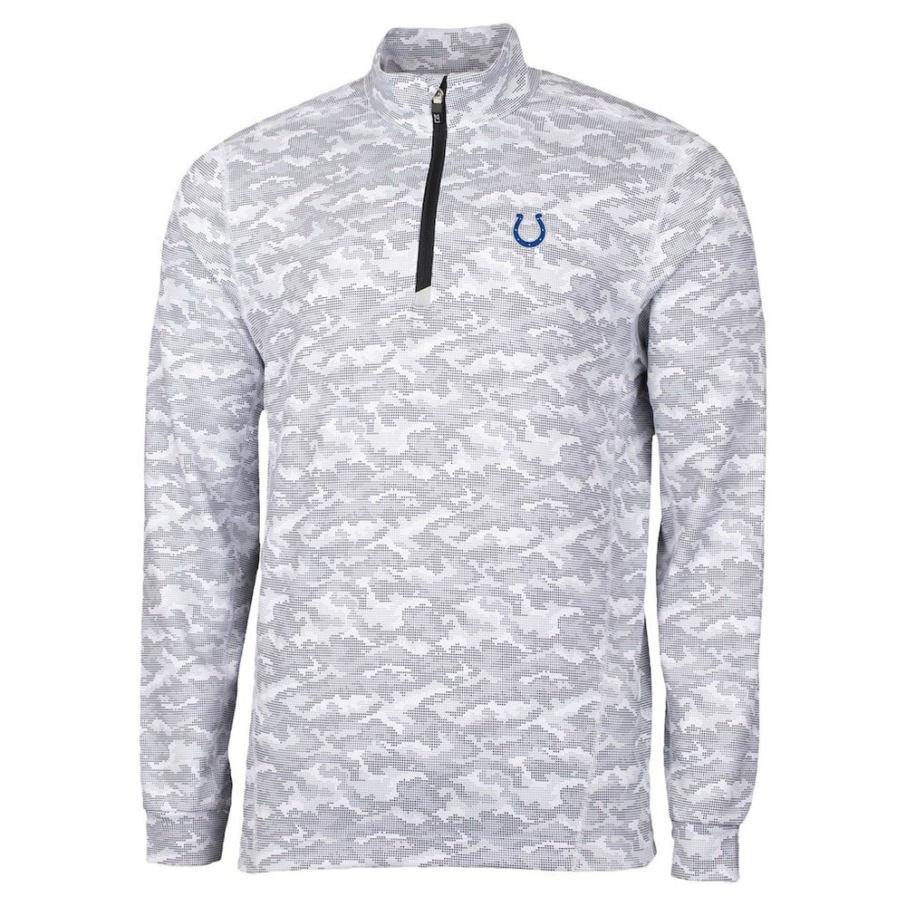 Indianapolis Colts Cutter & Buck Traverse Camo Print Stretch Quarter-Zip Top Charcoal | NFL