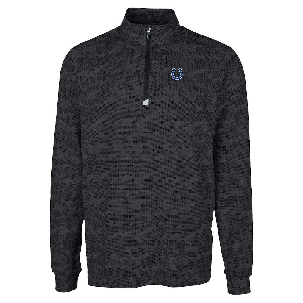 Indianapolis Colts Cutter & Buck Traverse Camo Print Stretch Quarter-Zip Top Black | NFL