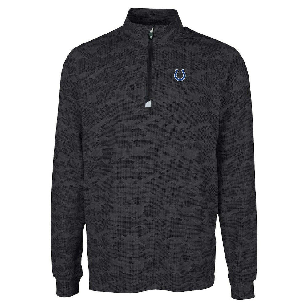Indianapolis Colts Cutter & Buck Traverse Camo Print Stretch Quarter-Zip Top Black | NFL