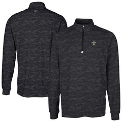 New Orleans Saints Cutter & Buck Traverse Camo Print Stretch Quarter-Zip Top Black | NFL