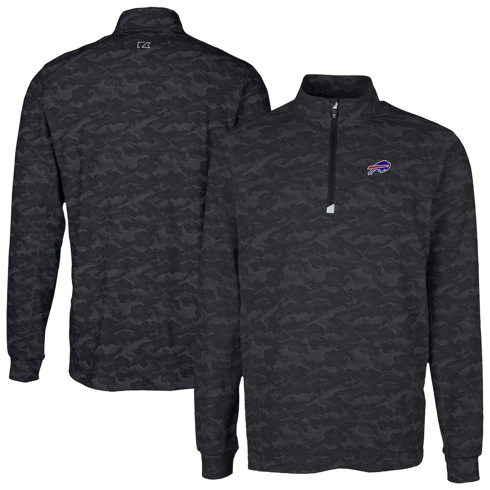 Buffalo Bills Cutter & Buck Traverse Camo Print Stretch Quarter-Zip Top Black | NFL