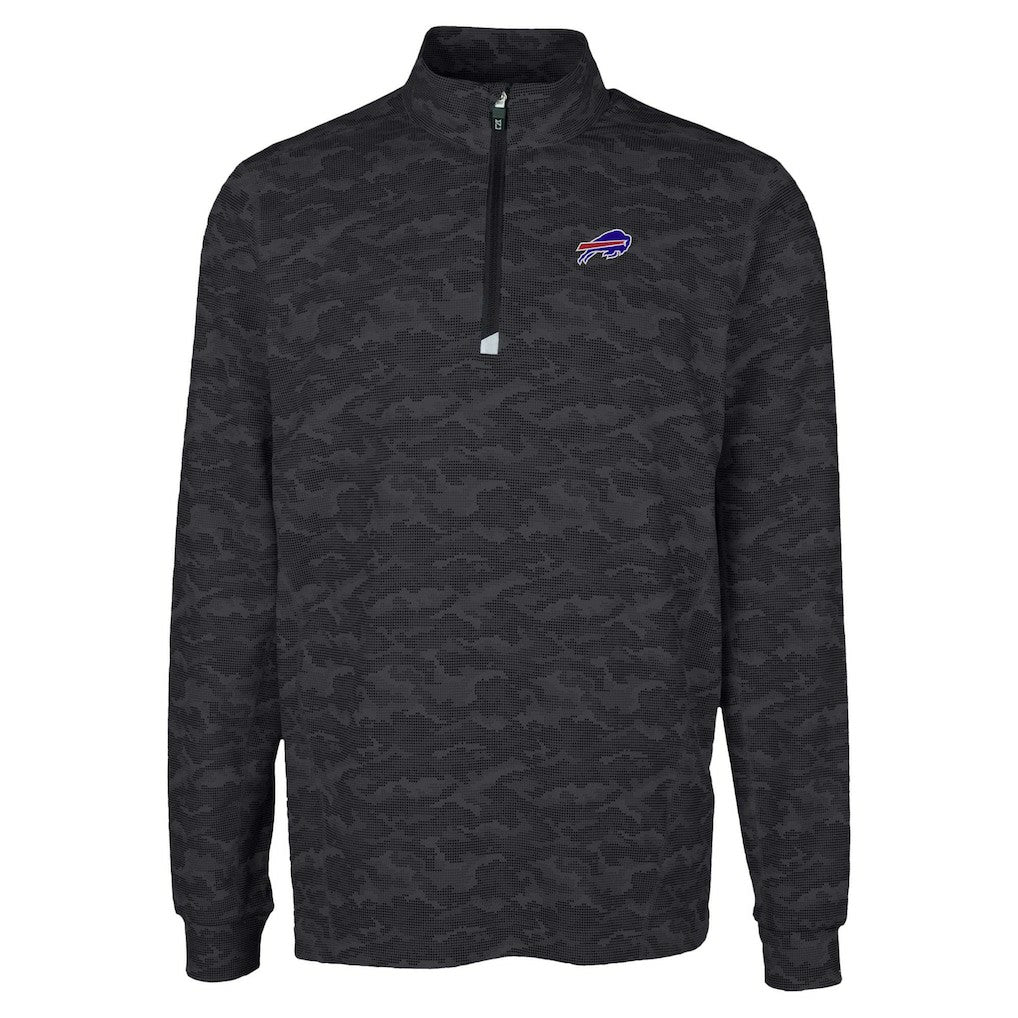 Buffalo Bills Cutter & Buck Traverse Camo Print Stretch Quarter-Zip Top Black | NFL