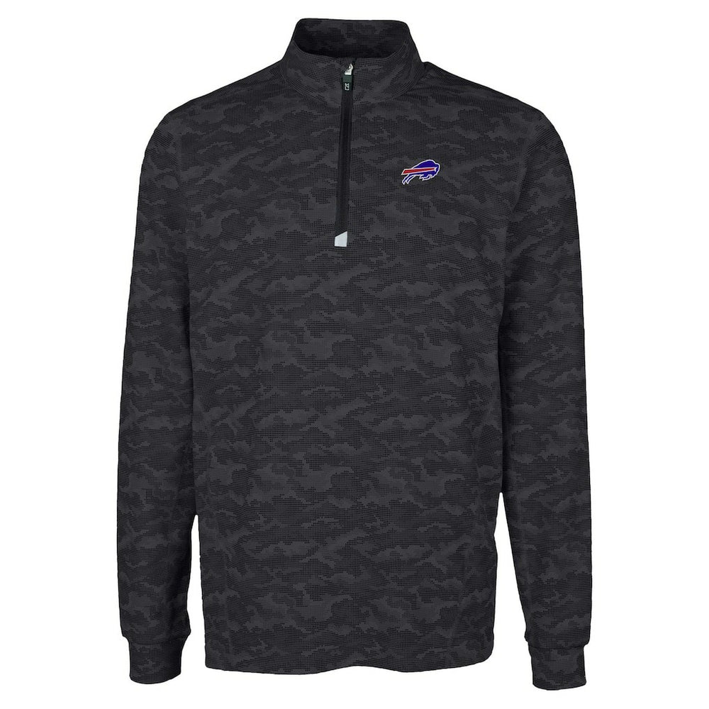Buffalo Bills Cutter & Buck Traverse Camo Print Stretch Quarter-Zip Top Black | NFL