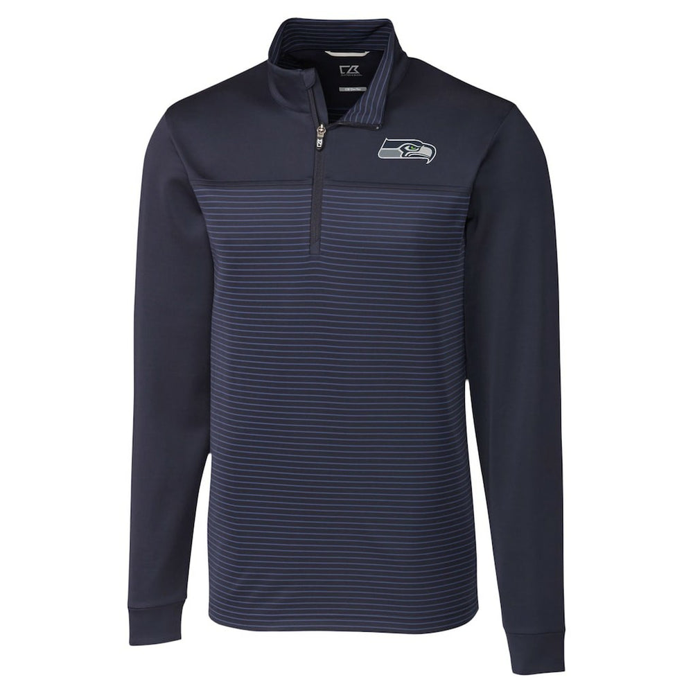 Seattle Seahawks Cutter & Buck Traverse Stripe Stretch DryTec Quarter-Zip Top Navy | NFL