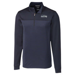 Seattle Seahawks Cutter & Buck Traverse Stripe Stretch DryTec Quarter-Zip Top Navy | NFL