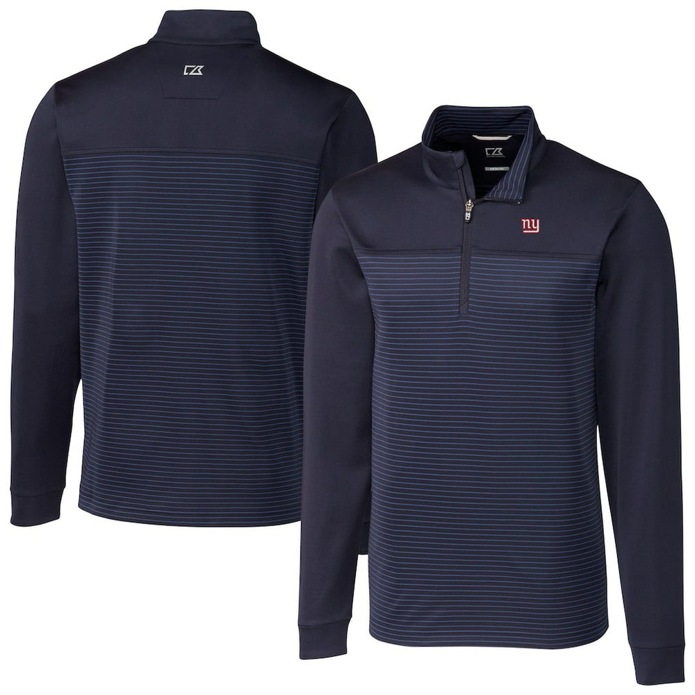 New York Giants Cutter & Buck Traverse Stripe Stretch DryTec Quarter-Zip Top Navy | NFL