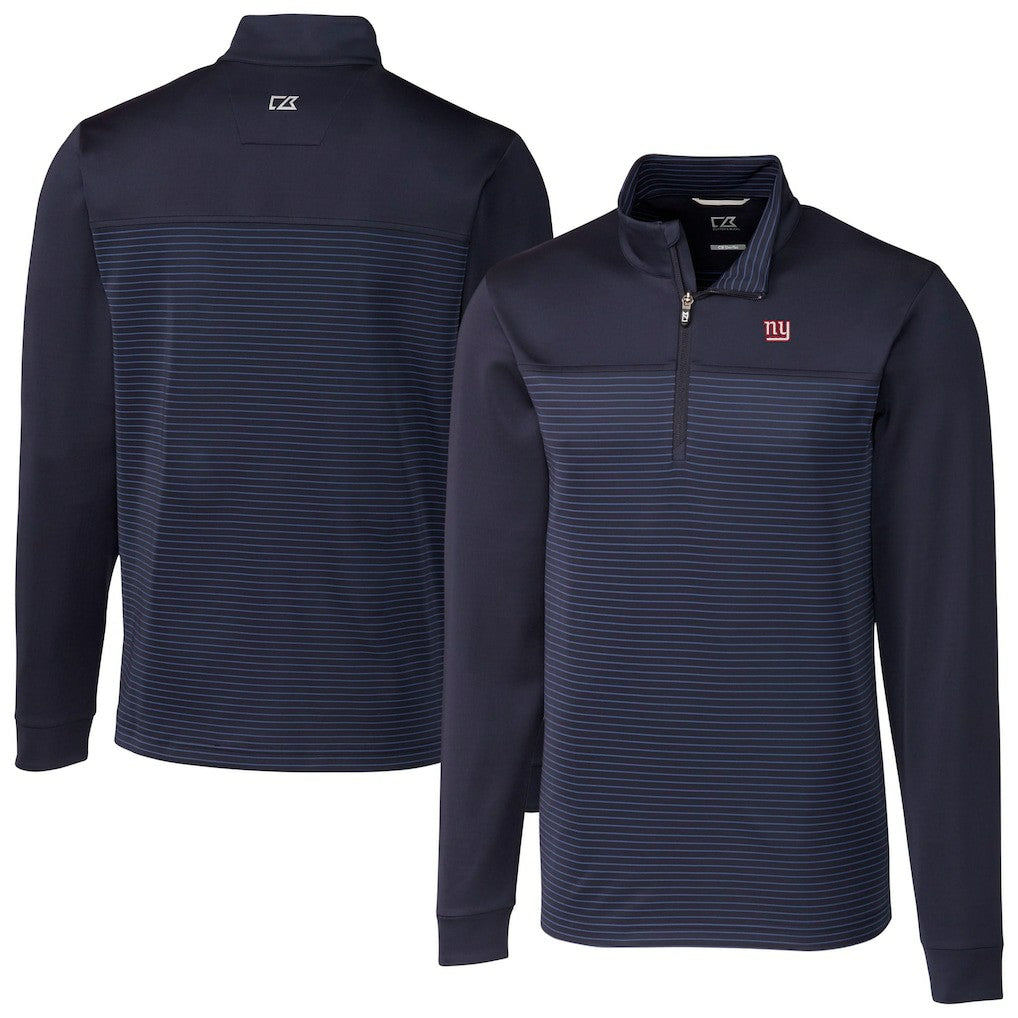 New York Giants Cutter & Buck Traverse Stripe Stretch DryTec Quarter-Zip Top Navy | NFL