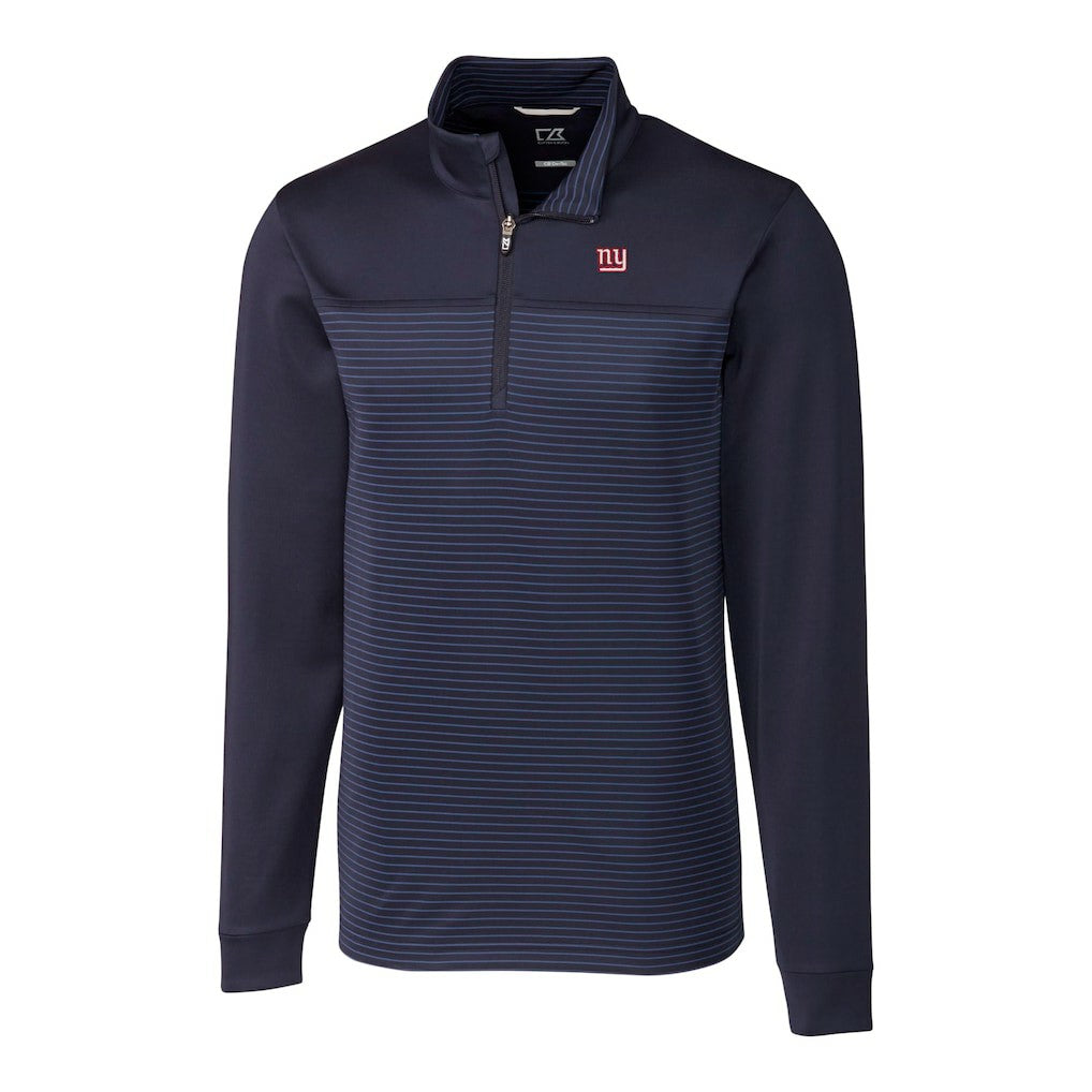 New York Giants Cutter & Buck Traverse Stripe Stretch DryTec Quarter-Zip Top Navy | NFL